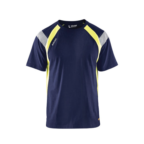 Blaklader Men's Tshirt navy blue/hi-vis yellow with logo